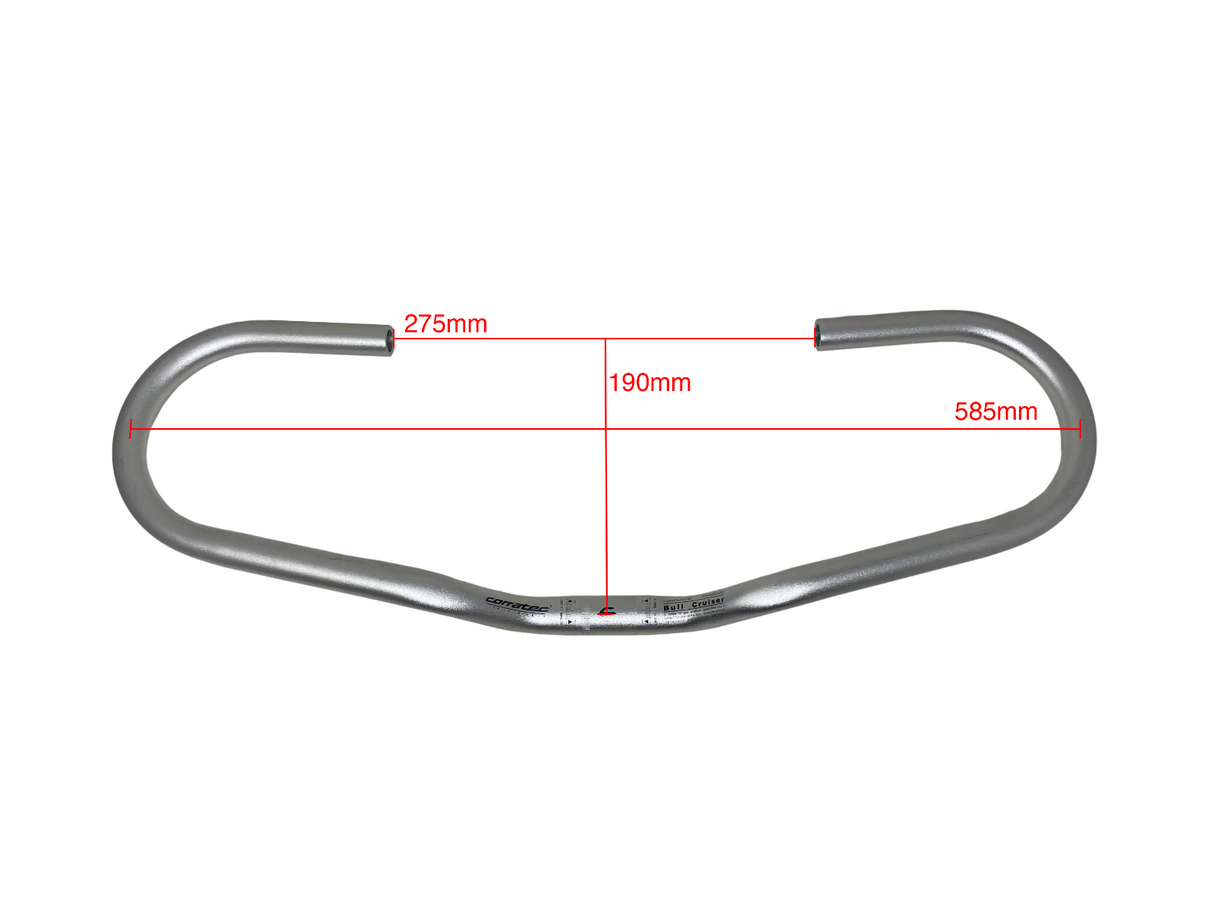 Corratec Bull Cruiser Aluminum Handlebar - 585mm - Silver - 25.4mm Clamp - Sportandleisure.com (6967880581274)