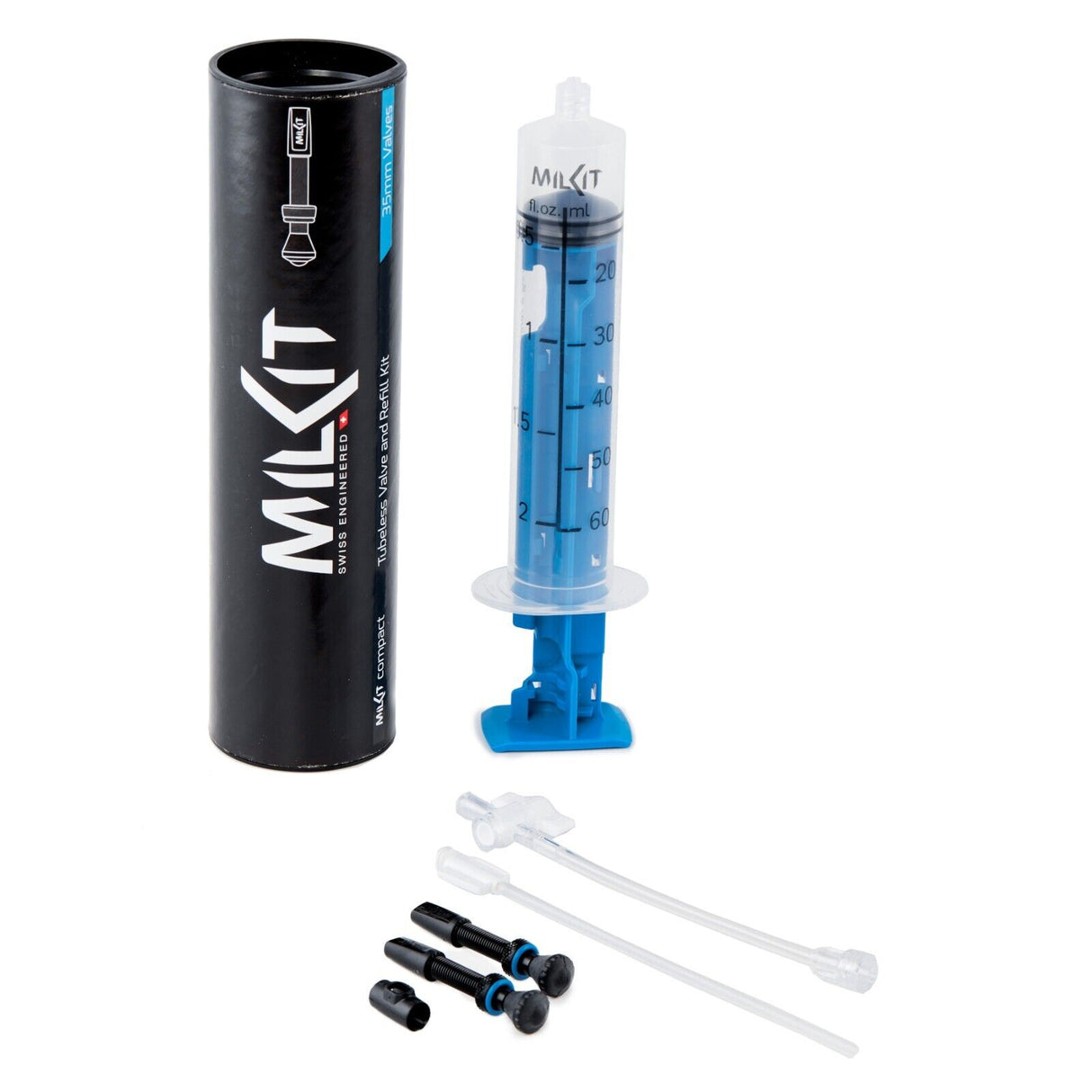 milKit Compact Kit - Tubeless Valve Set with Injector - Choose Valve Length - Sportandleisure.com