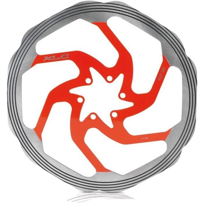 XLC BR-X58 6-Bolt 180mm Disc Brake Rotor - Silver / Red - Sportandleisure.com