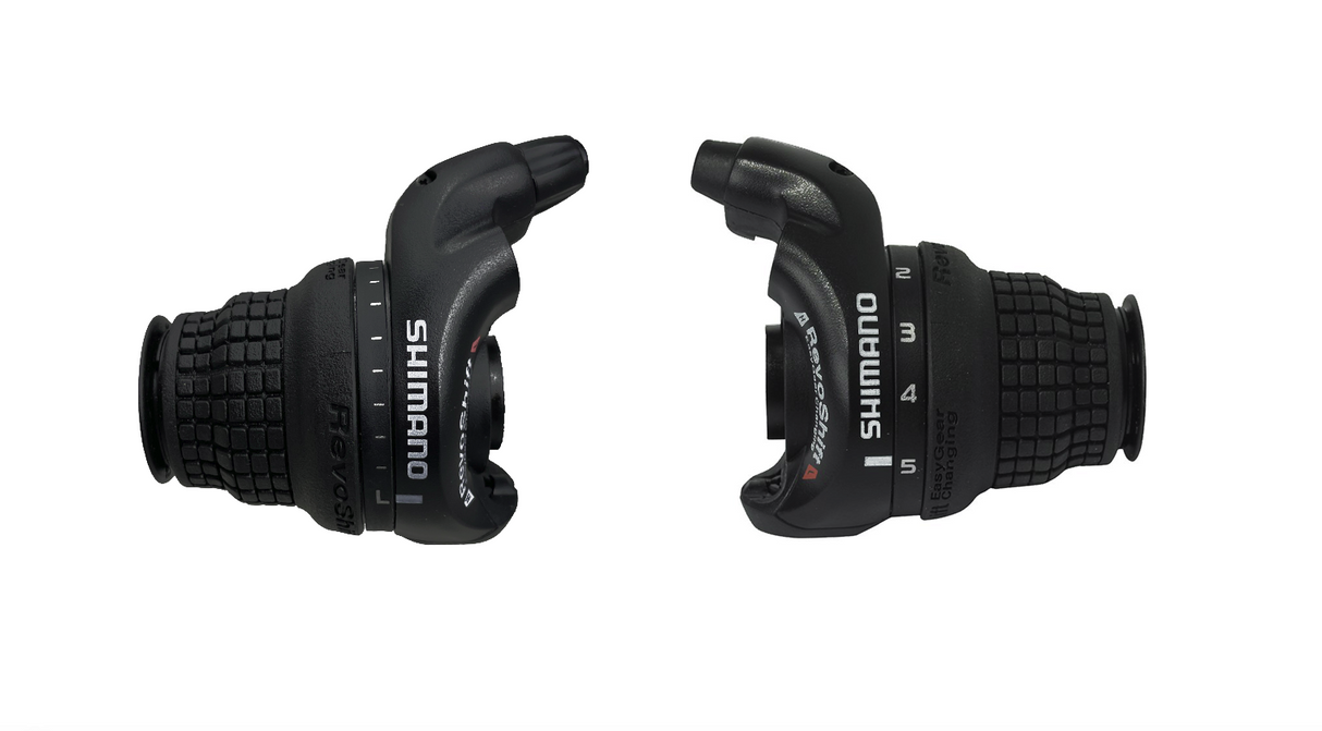 Shimano RS31 Grip Shift Gear Shifter Set - 5 x 3 - Including Gear Wire - Silver - Sportandleisure.com