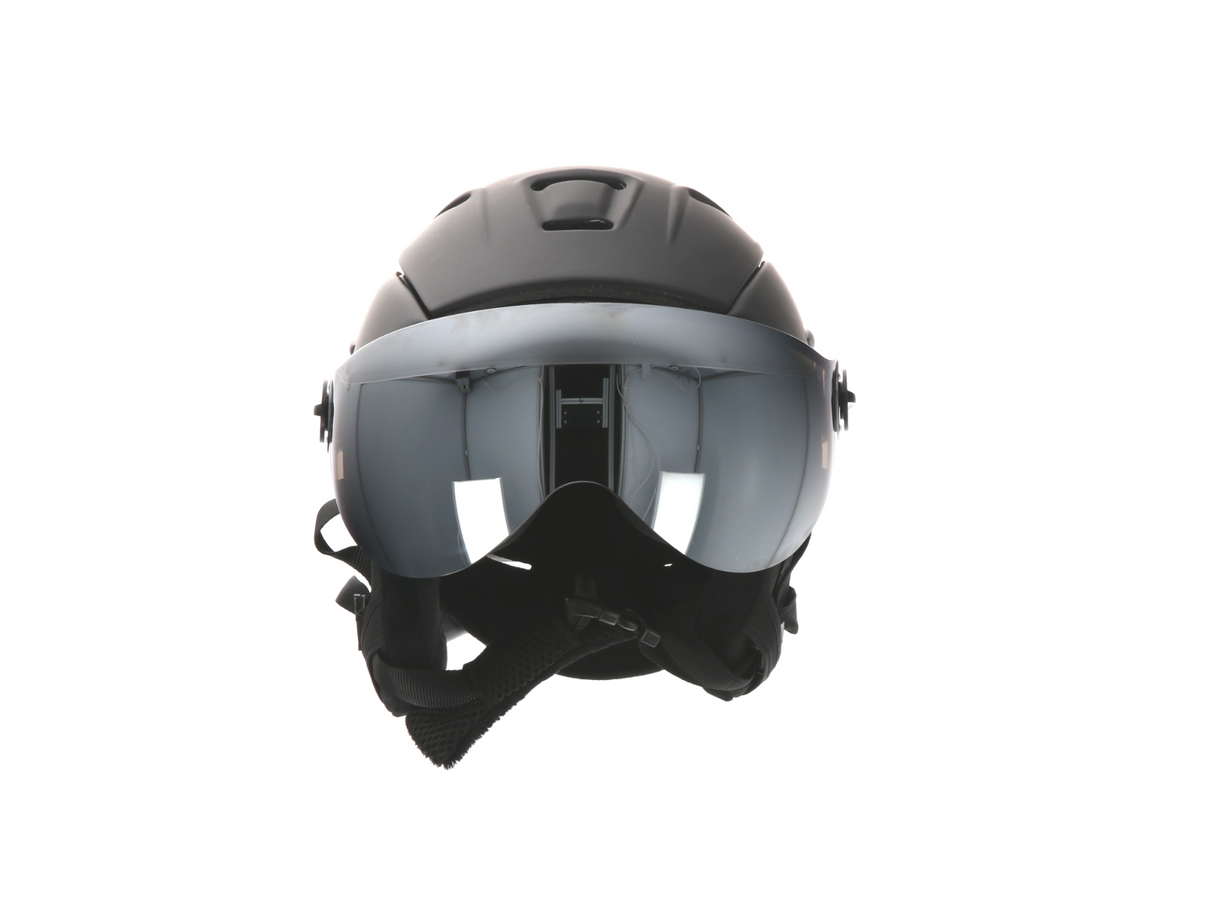 Ammaco 12 Vent Visor Ski Helmet Black - Mirror Silver & Yellow Low Light Lens - Sportandleisure.com (6968169201818)