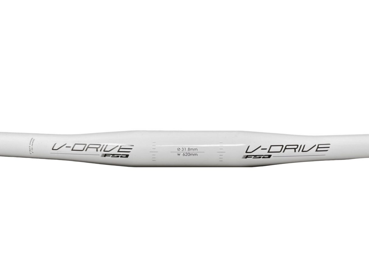 FSA V-Drive Low Riser MTB Bar - 620mm Width - 31.8mm - White - Downhill - Sportandleisure.com (6968062312602)