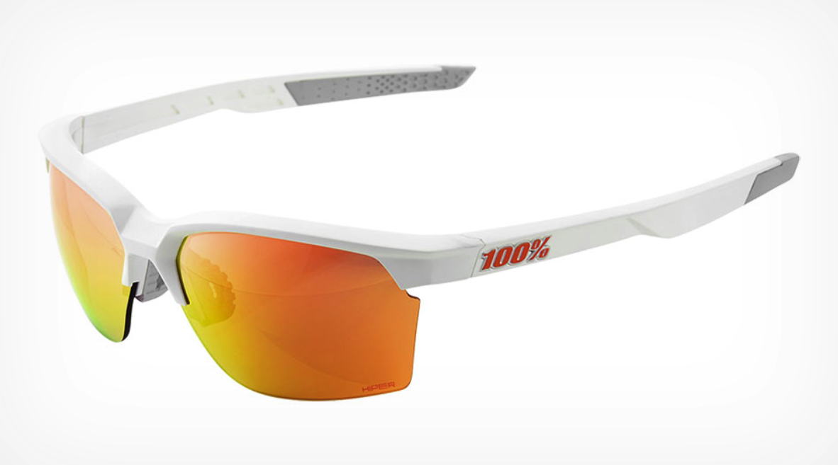 100% Sportcoupe Glasses Matte White - HiPER Red Mirror Lens + Clear Lens - Sportandleisure.com (7050886906010)