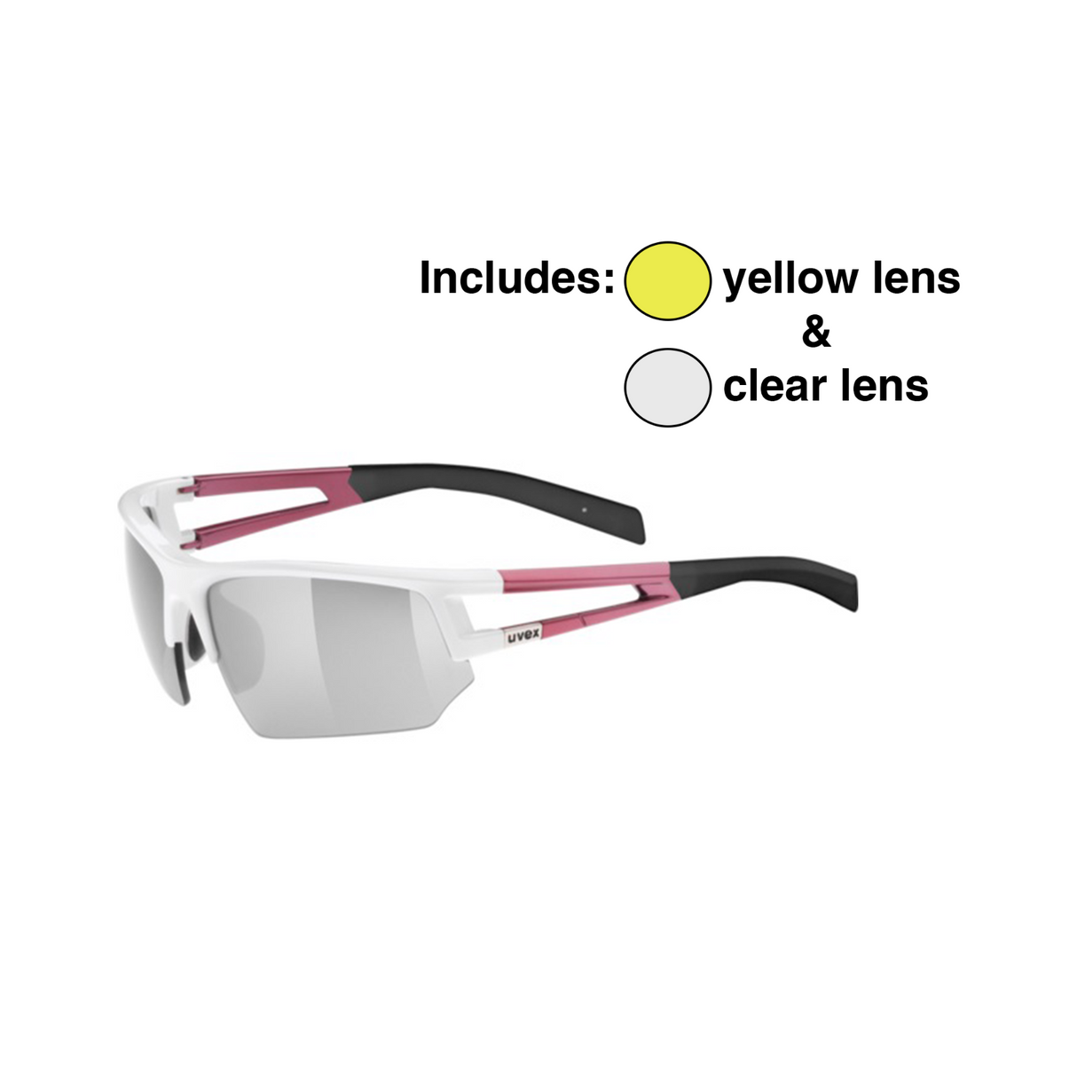 Uvex Sportstyle 110 Interchangeable Lens Glasses Set Pink/White - 2 Spare Lenses - Sportandleisure.com (6968143249562)