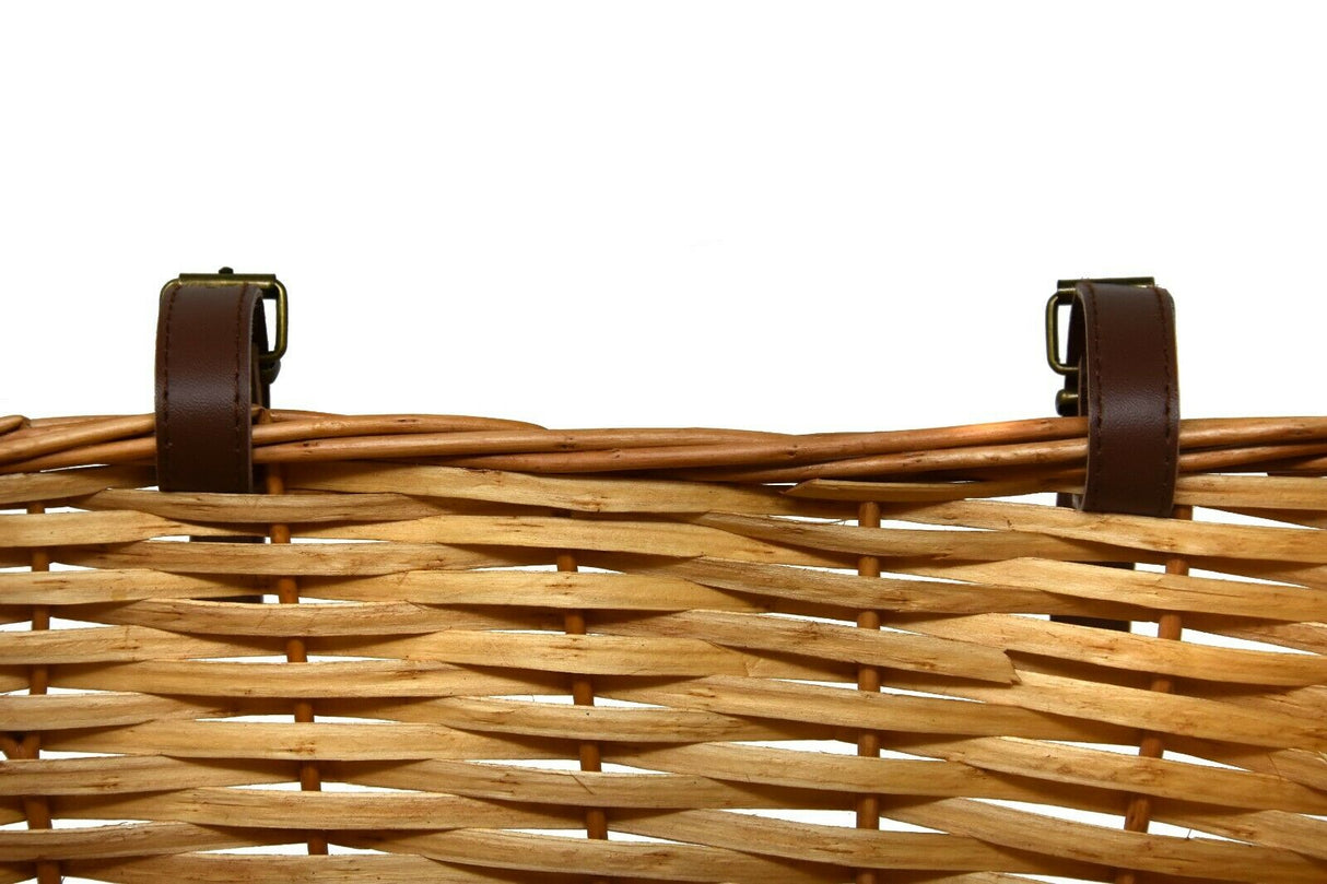 Ammaco 15L Vintage Style Wicker Front Bicycle Basket with Tan Straps - Sportandleisure.com (6968088723610)