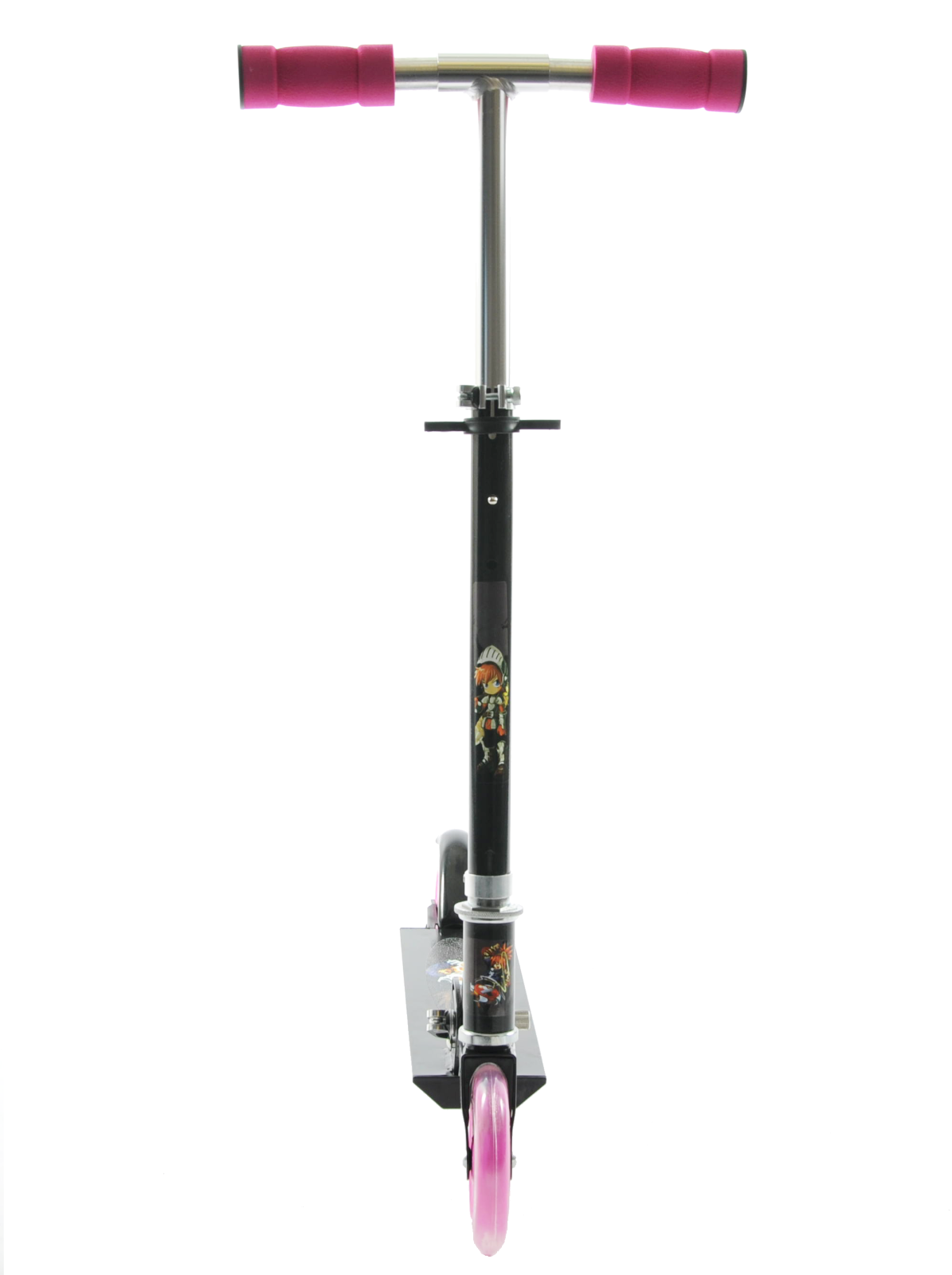 Ninja 2 Wheel Inline Kids Scooter - Black & Pink - Foldable Design - Sportandleisure.com