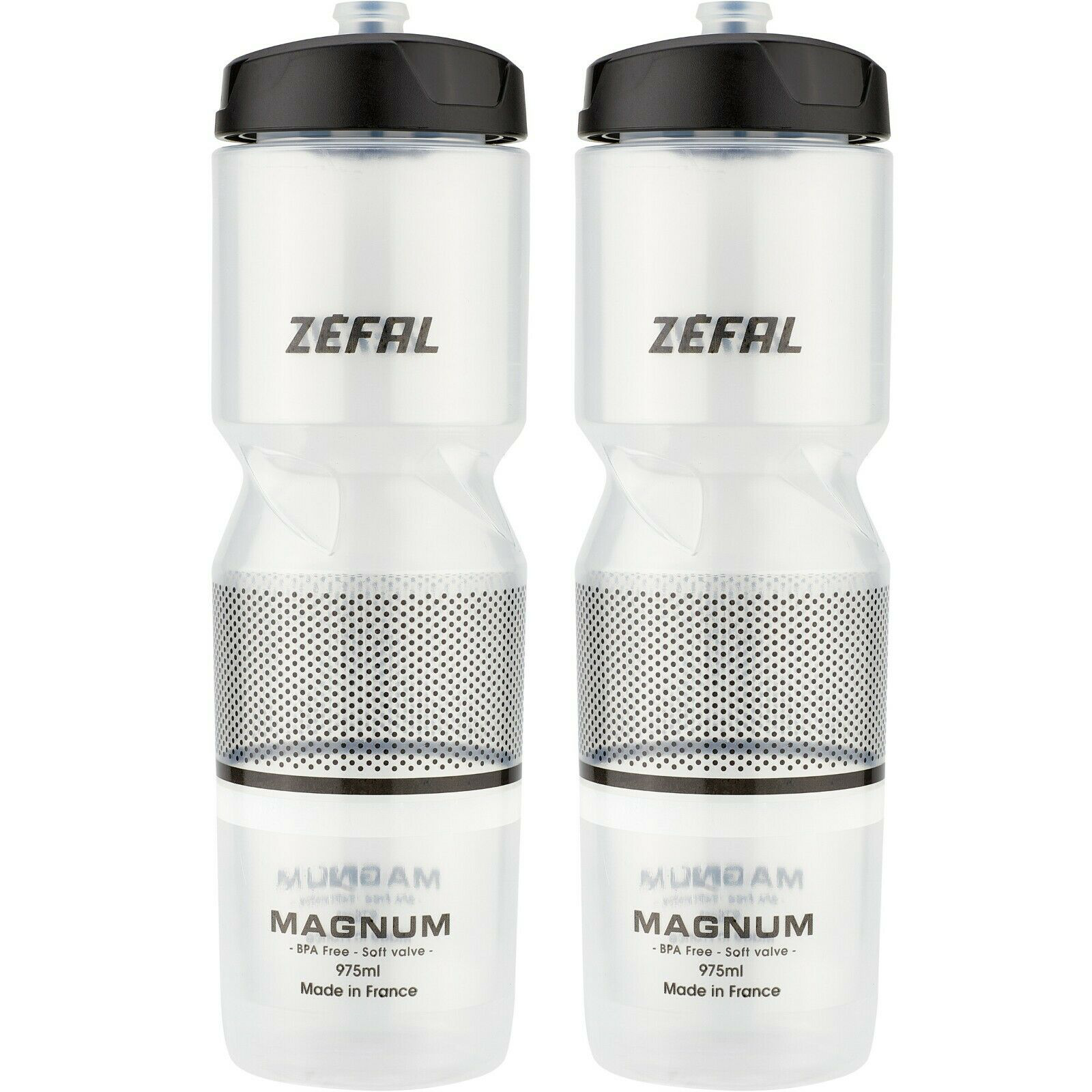 Zefal Magnum Pro Water Bottle - 975ML - Transparent - 2 Pack - Sportandleisure.com