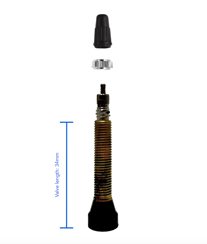 34mm Brass Tubeless Valves - Pair - Removable Valve Core - Sportandleisure.com