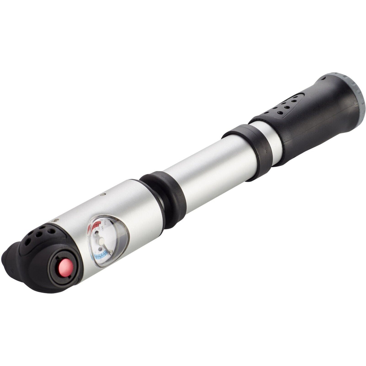 XLC PU-A04 Dual Valve Mini Pump With Gauge - Silver - Sportandleisure.com