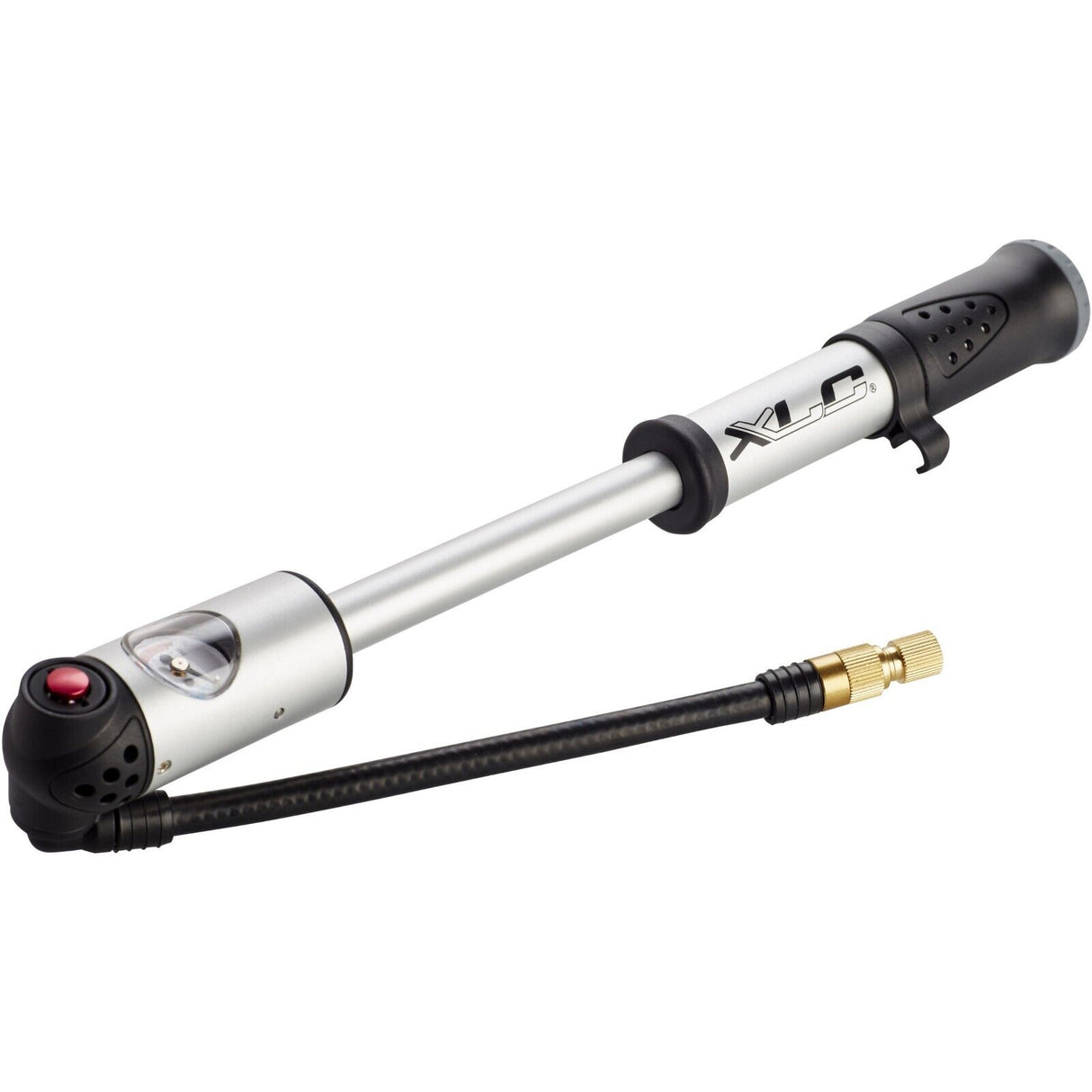 XLC PU-A04 Dual Valve Mini Pump With Gauge - Silver - Sportandleisure.com