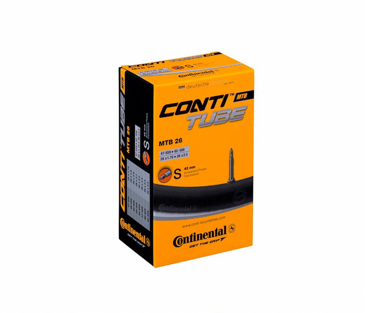 Continental 26" Presta Valve Inner Tube - 26 x 1.75-2.5" - Sportandleisure.com