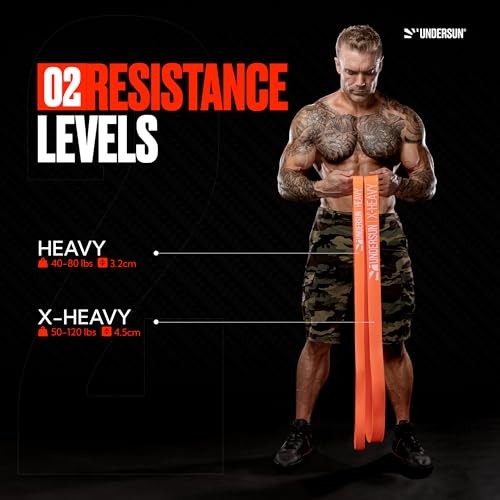 Undersun Resistance Band Set of 2 Orange Heavy & X-Heavy Loop Home Gym Bands