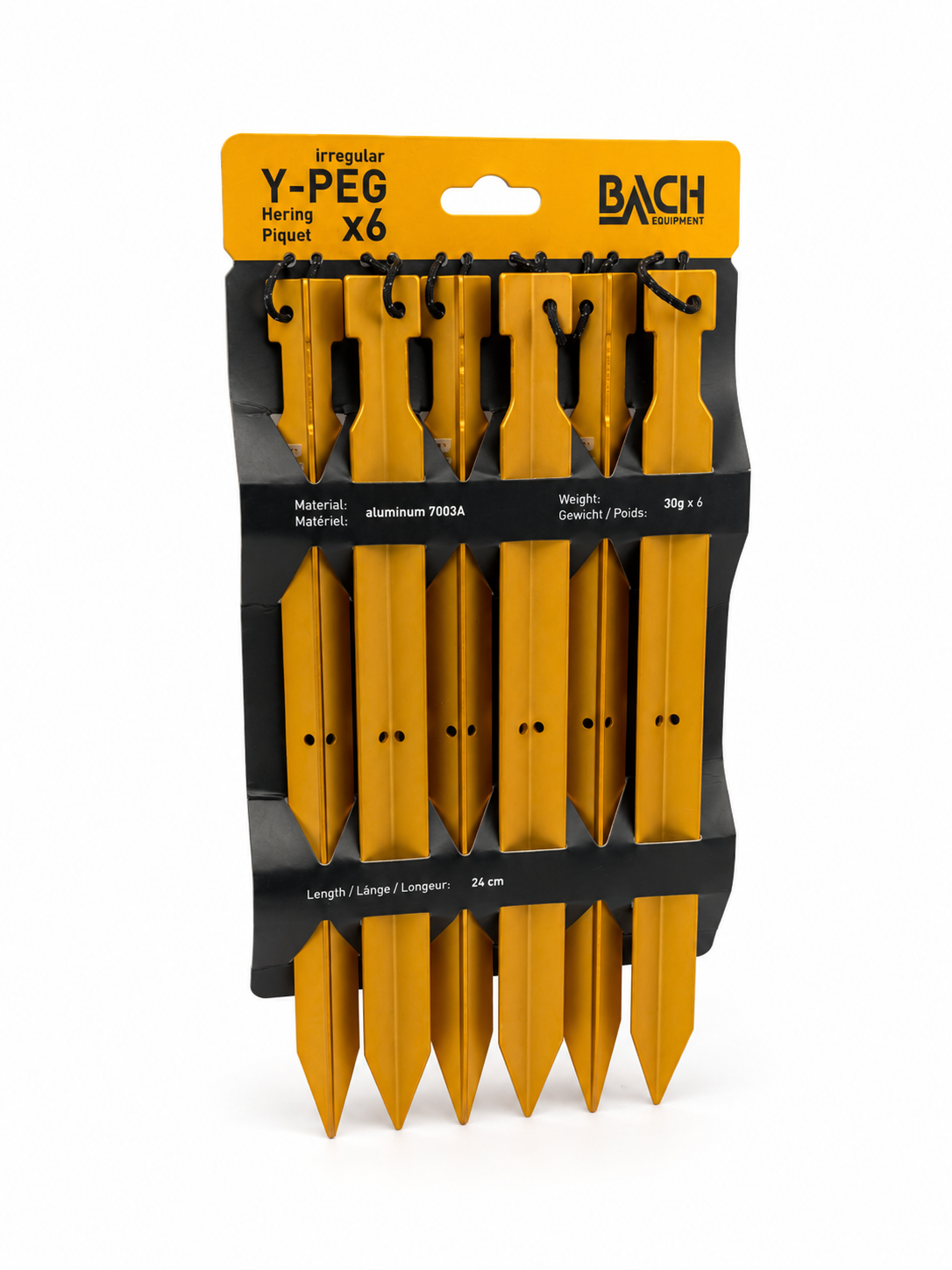 Bach Y24 Aluminium Tent Pegs 24cm Yellow Sunrise – Choose Quantity