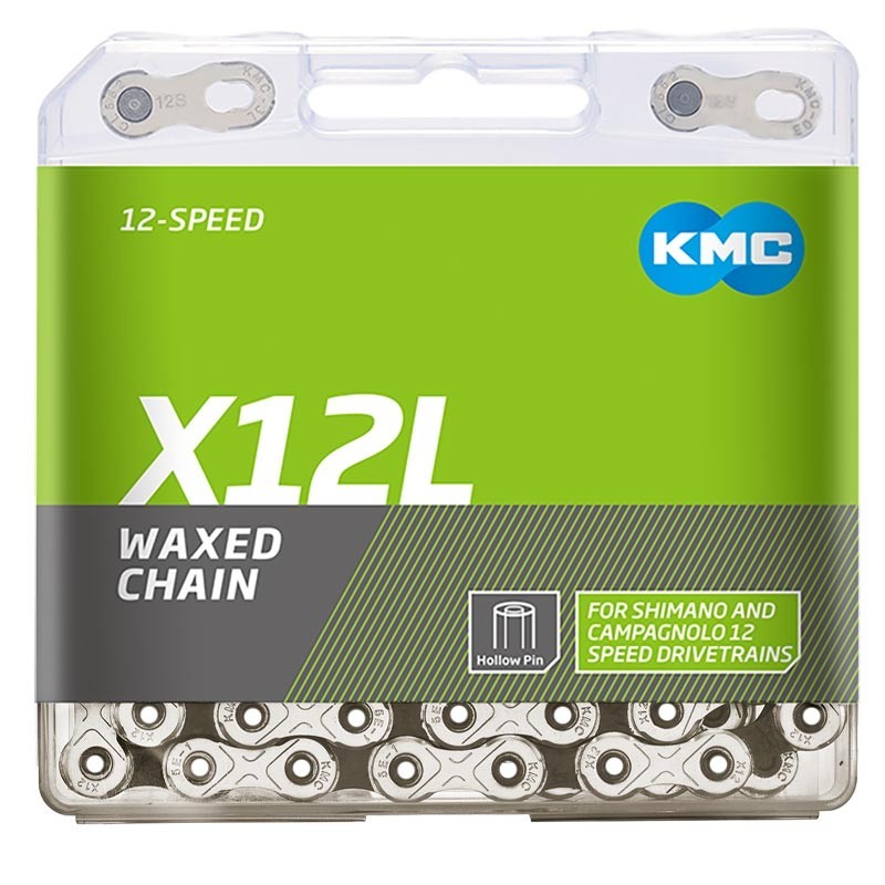 KMC X12 12-Speed Waxed Bicycle Chain - Black/Silver