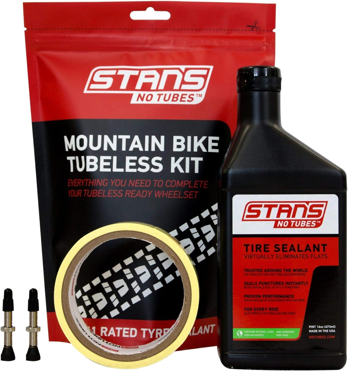 Stans NoTubes MTB Tubeless Kit - 21mm Tape - 35mm Valves - Sportandleisure.com