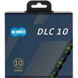 KMC DLC 10 Speed Bike Chain - 116 Links - Black/Green - Sportandleisure.com