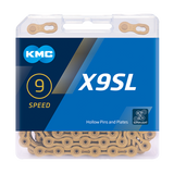 KMC X9 SL Ti-NI 9 Speed Bike Chain - 114 Links - Gold