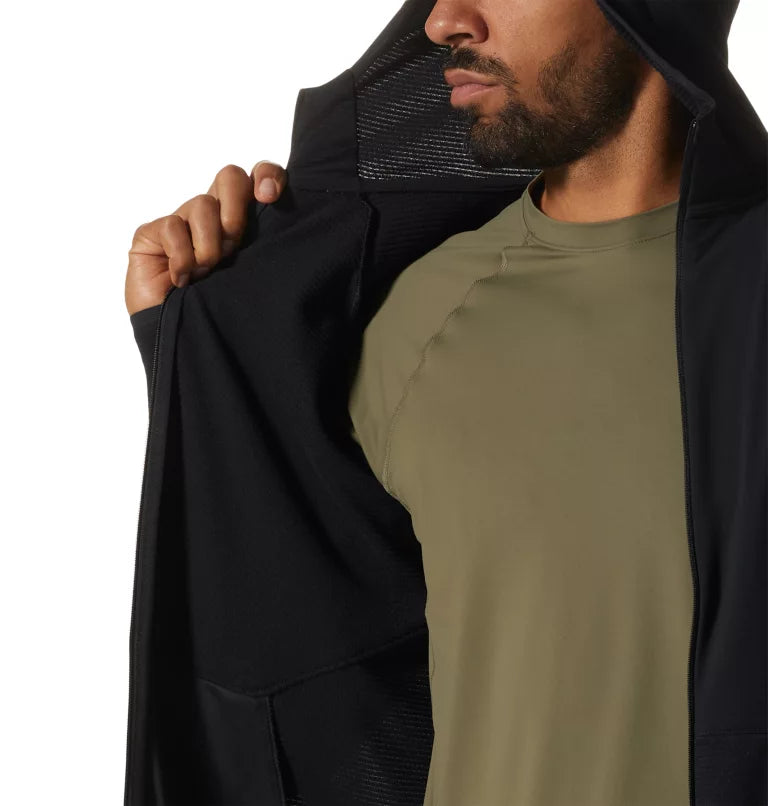 Mountain Hardwear Men's Stratus Range Full Zip Hooded Jacket - Black - Small - Sportandleisure.com