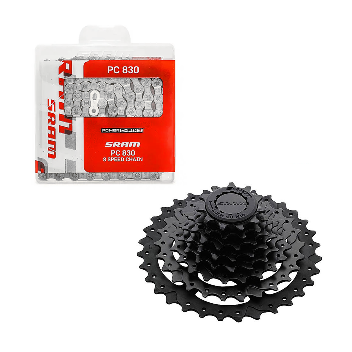 SRAM 8 Speed Cassette & Chain Bundle - PG-820 11-30T / PC-830 - Sportandleisure.com