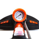 Clarks Bicycle Track Pump With Pressure Gauge - Orange - Alloy Body - Dual Head - Sportandleisure.com