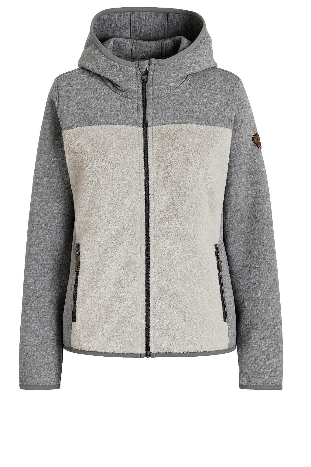 ICEPEAK Aldora Womens Midlayer Winter Fleece Jacket With Hood - Light Grey - Sport & Leisure