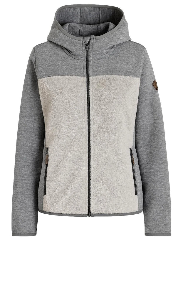 ICEPEAK Aldora Womens Midlayer Winter Fleece Jacket With Hood - Light Grey - Sport & Leisure