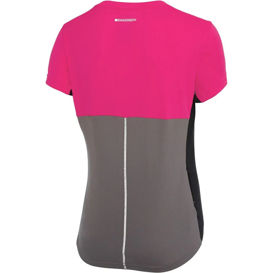 Madison Stellar Women's Short Sleeve Jersey - Size 8 - Pink Glo / Cloud Grey - Sportandleisure.com
