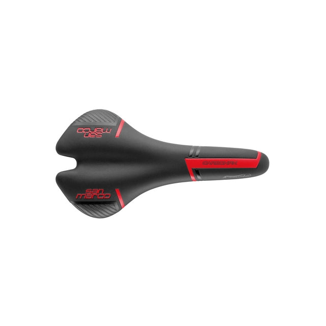 San Marco Aspide Carbon Road Saddle S1 - Black / Red - Sportandleisure.com