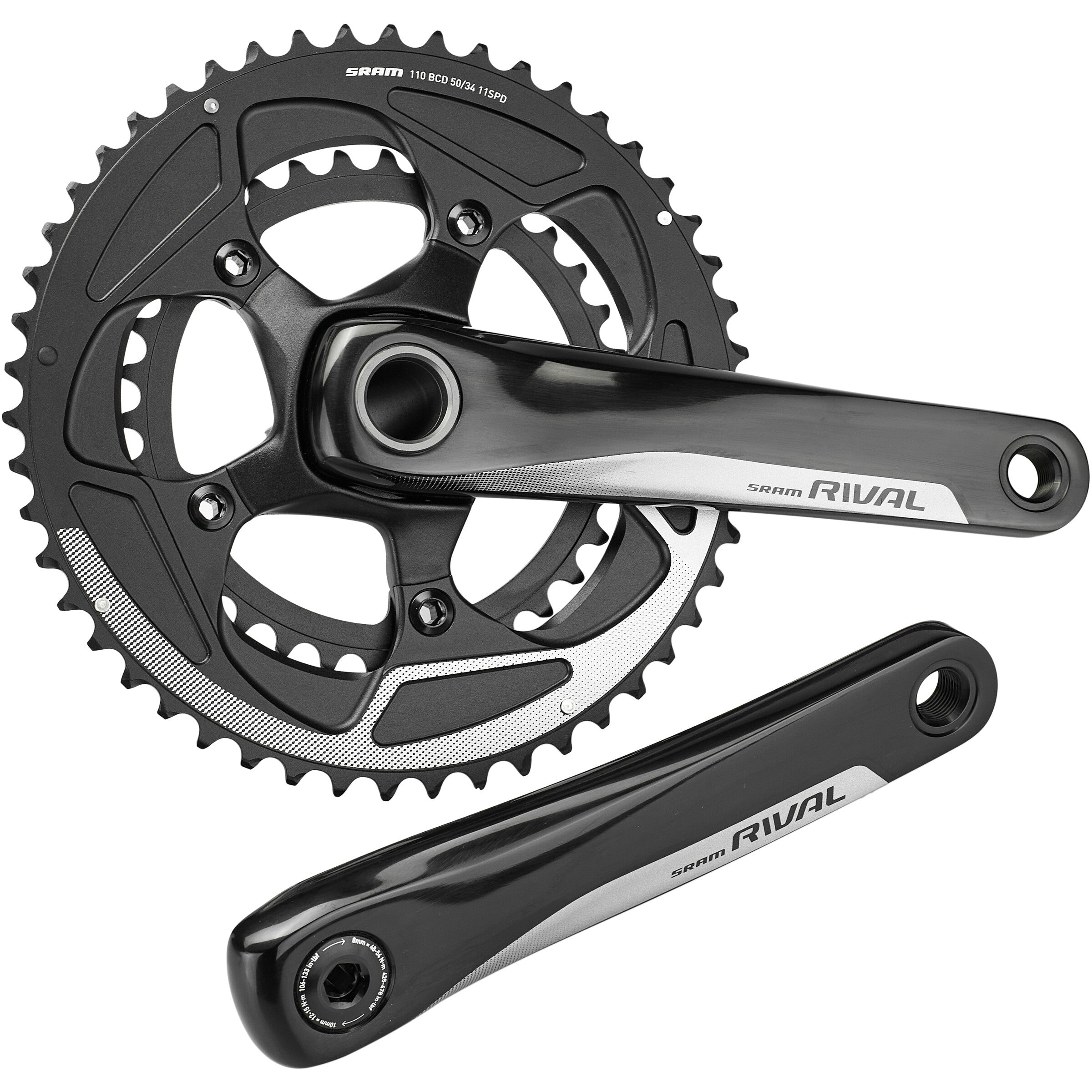 スラム Rival22 GXP Crank Set 50-34T 170mm SRAM Rival GXP Double Chainset - Compact 50 &frasl; 34T