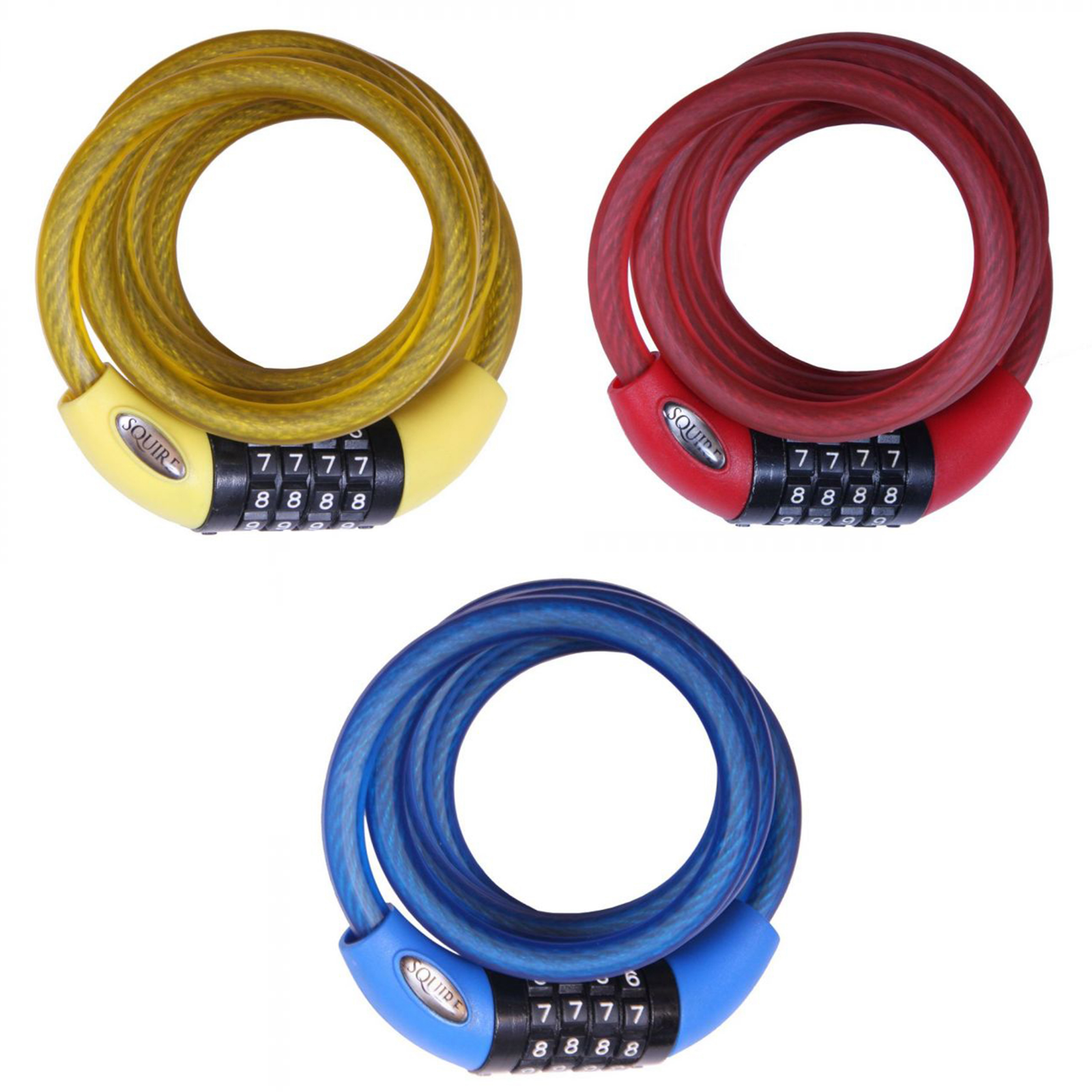 Squire 216 Combination Cable Lock - 10mm x 1800mm - Red / Yellow / Blue - Sportandleisure.com (6968017748122)
