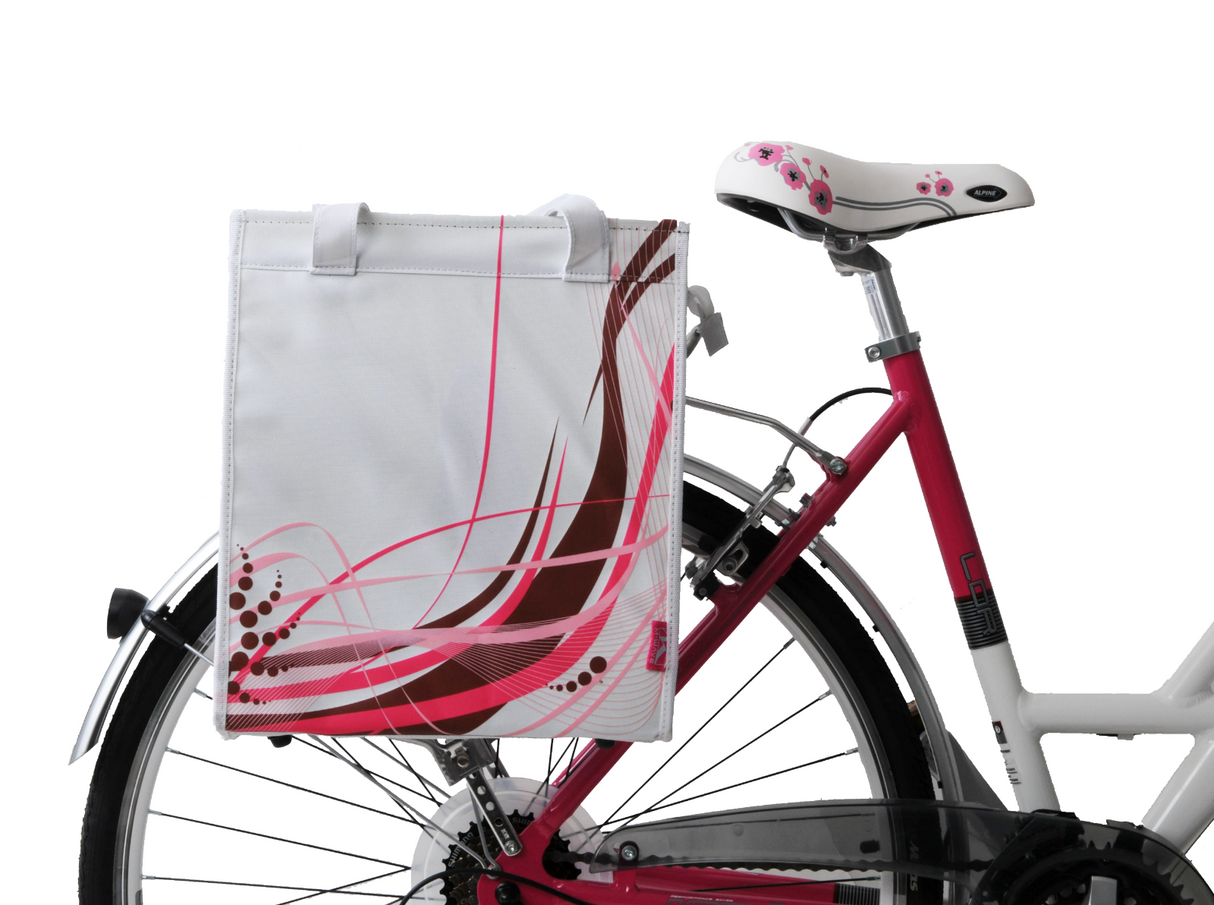 Amsterdam Style Bike Single Pannier Bag Shopping Luggage Carrier Bag Pink/White - Sportandleisure.com (6968051204250)
