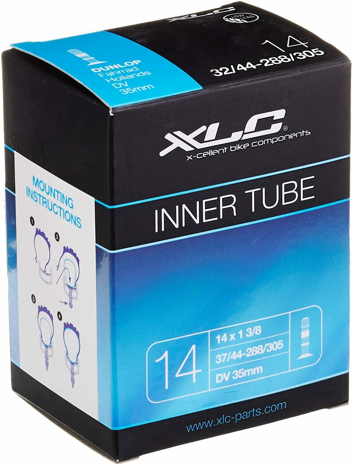 XLC 14 X 1 3/8 Kids Inner Tube - Dunlop Valve - 35mm Valve - 37/44-288/305 - Sportandleisure.com (6968053498010)