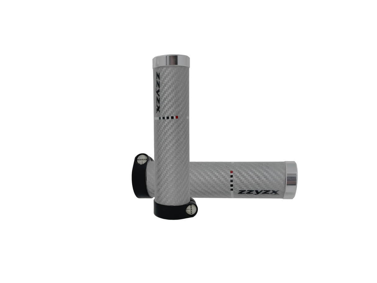 ZZYZX Carbon Fibre Lock OnBike Grips - Silver Carbon Fibre - 135mm - Sportandleisure.com (7041951760538)