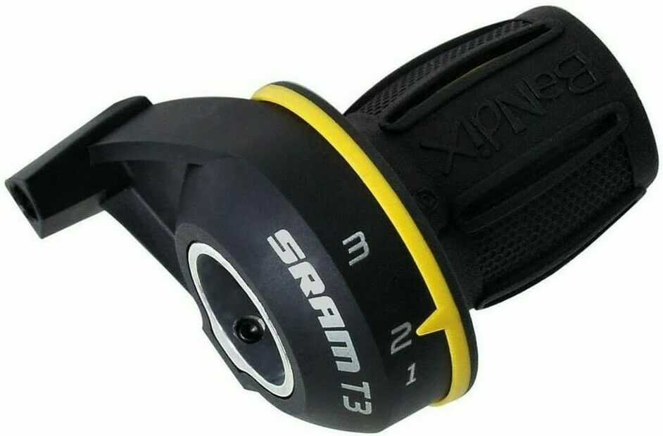 SRAM T3 Bandix 3 Speed Gripshift Shifter - Black & Yellow - Including Gear Cable - Sportandleisure.com (6968061427866)