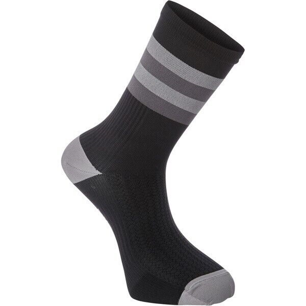 Madison RoadRace Premio Extra Long Socks- Hoops Black/Cloud Grey - Small (36-39) - Sportandleisure.com