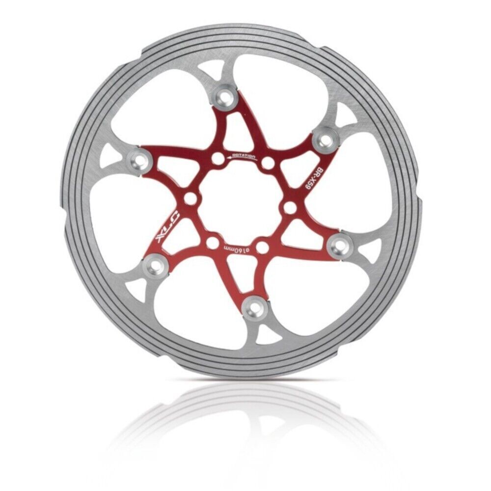 XLC 180mm Floating Disc Brake Rotor - 6 Bolt - CNC Machined - Red & Silver - Sportandleisure.com