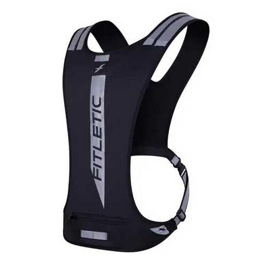 Fitletic GLO Reflective Running Safety Vest - Black / Silver - Sportandleisure.com