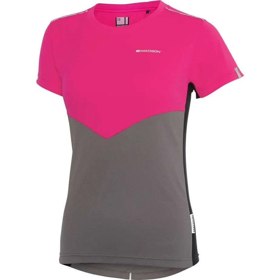 Madison Stellar Women's Short Sleeve Jersey - Size 8 - Pink Glo / Cloud Grey - Sportandleisure.com