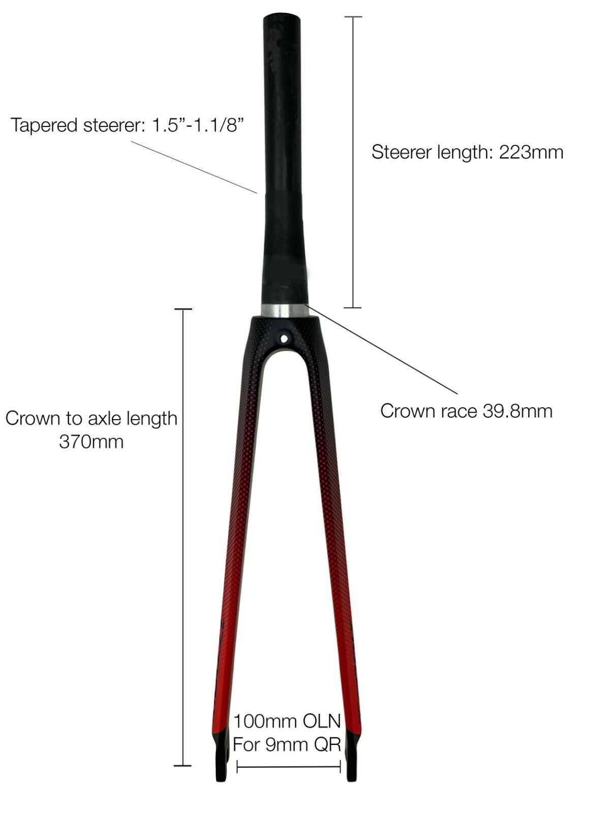 700C Carbon Fiber Road Bike Rigid Fork - 1 Inch (25.4mm) Steerer, 3k/UD Finish, Black