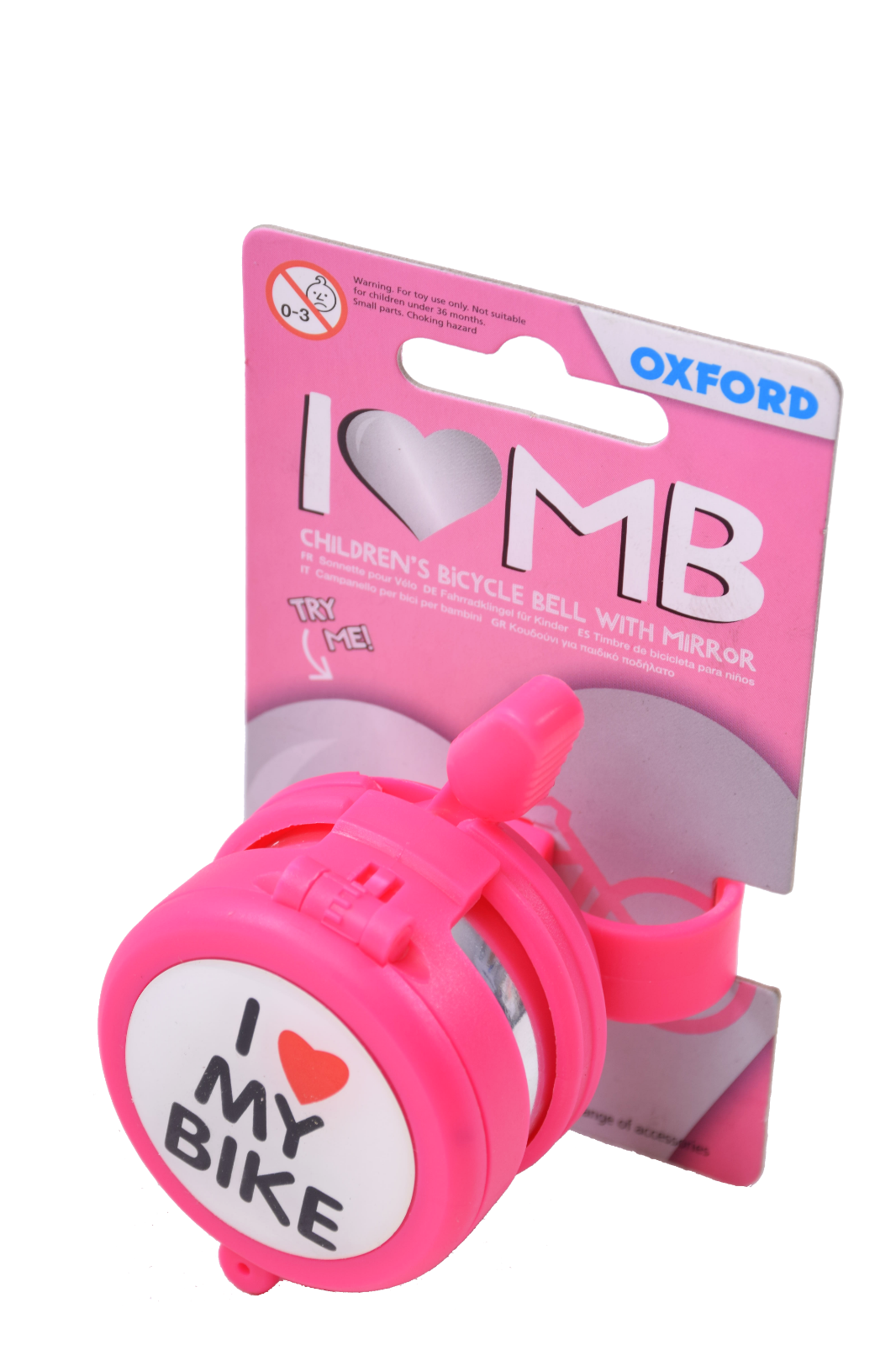 Oxford I Love My Bike Bell With Flip Up Mirror Bright Pink Kids