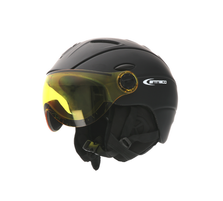 Ammaco 12 Vent Visor Ski Helmet Black - Mirror Silver & Yellow Low Light Lens - Sportandleisure.com (6968169201818)