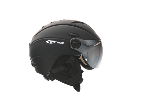 Ammaco 12 Vent Visor Ski Helmet Black - Mirror Silver & Yellow Low Light Lens - Sportandleisure.com (6968169201818)