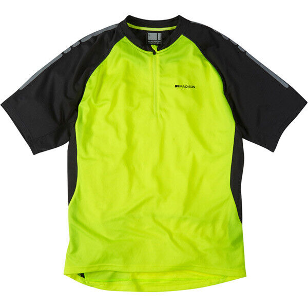 Madison Stellar Men's Short Sleeve Cycling Jersey - Hi Viz Yellow / Phantom - Sportandleisure.com