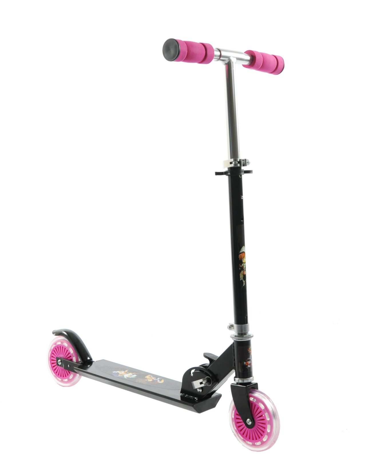 Ninja 2 Wheel Inline Kids Scooter - Black & Pink - Foldable Design - RRP: £29.99 - Sportandleisure.com