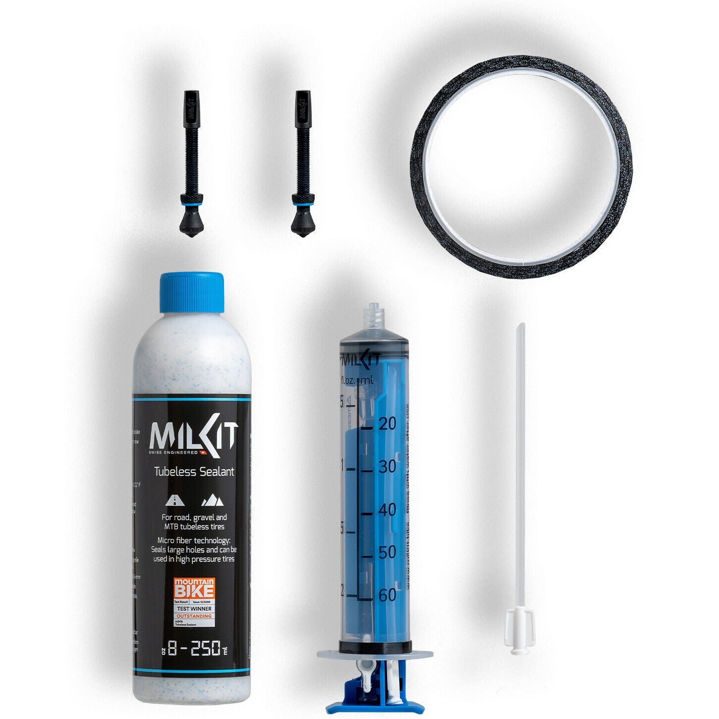 milKit Tubeless Conversion Kit - 45mm Valves - Choose Rim Tape Width - Sportandleisure.com