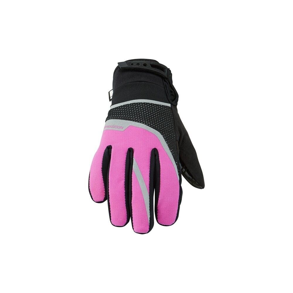 Madison Protec Youth Waterproof Cycling Gloves - Knockout Pink - Youth Large - Sportandleisure.com
