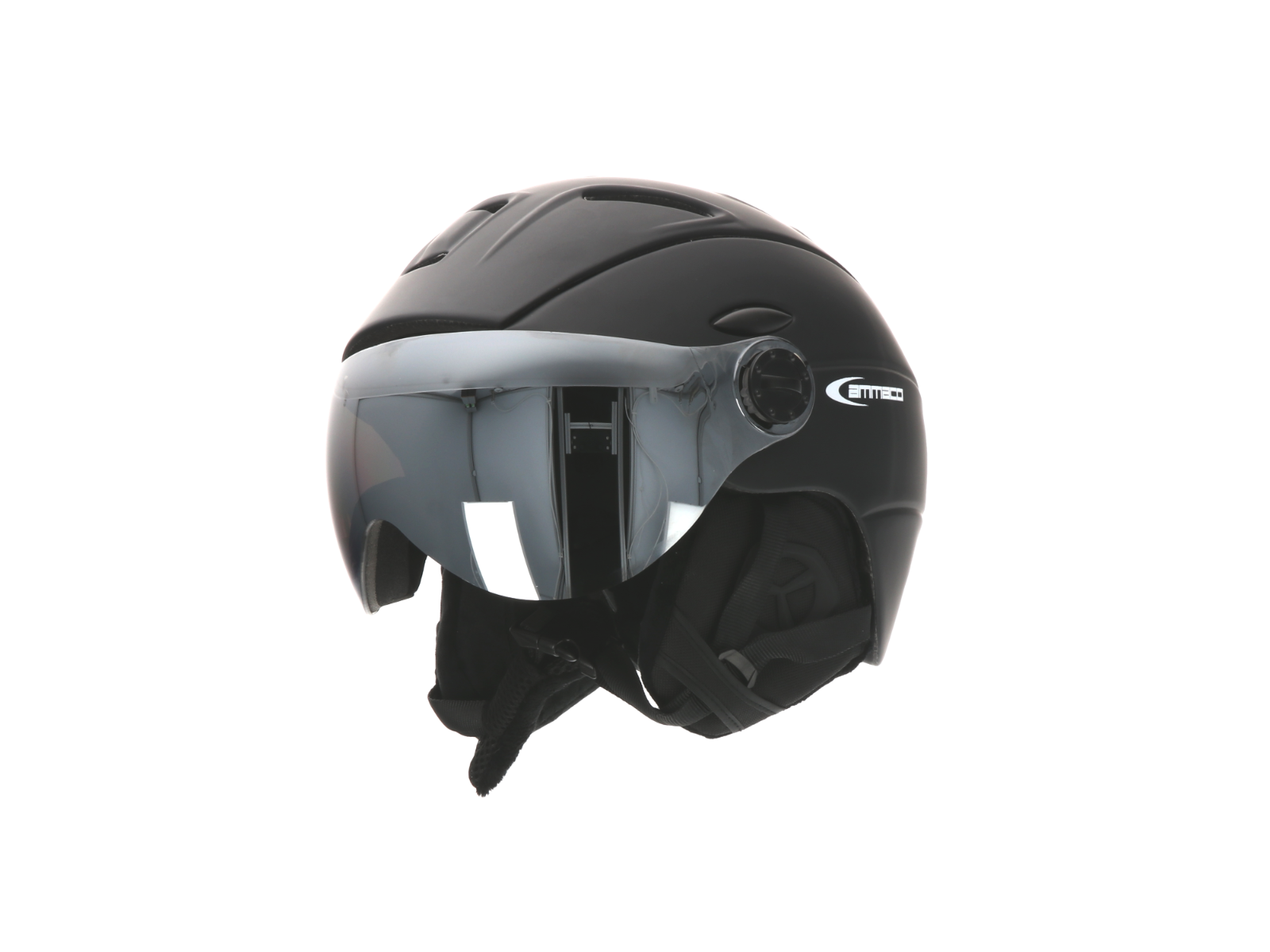 Ammaco 12 Vent Visor Ski Helmet Black - Mirror Silver & Yellow Low Light Lens - Sportandleisure.com (6968169201818)