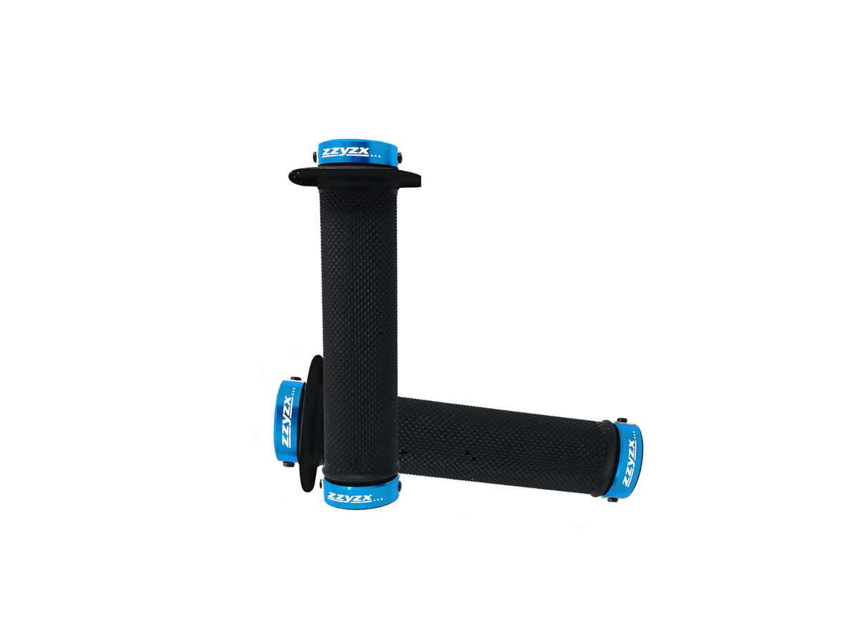 ZZYZX Extra Wide Double Lock Bike Grips - Black With Blue Lockring - 145mm - Sportandleisure.com (7028694352026)