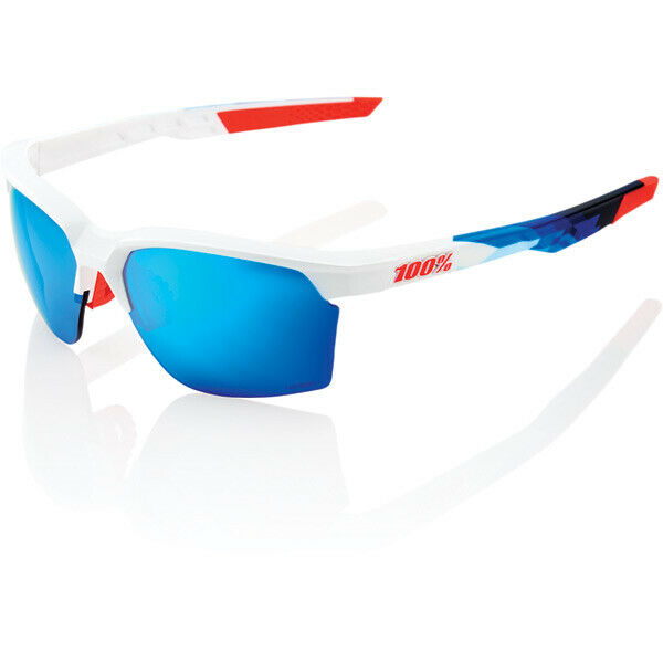 100% Sportcoupe Glasses Polished White / Geo Pattern - HiPER Blue + Clear Lens - Sportandleisure.com (7050874028186)