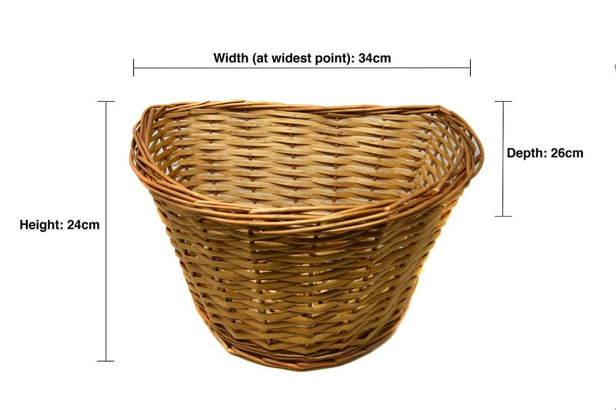 Ammaco 15L Vintage Style Wicker Front Bicycle Basket with Tan Straps - Sportandleisure.com (6968088723610)